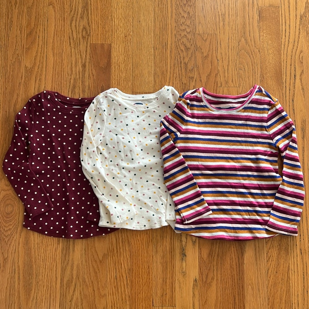 3 Girls Old Navy Long Sleeve Thermals - Polka Dot & Stripe Patterns
